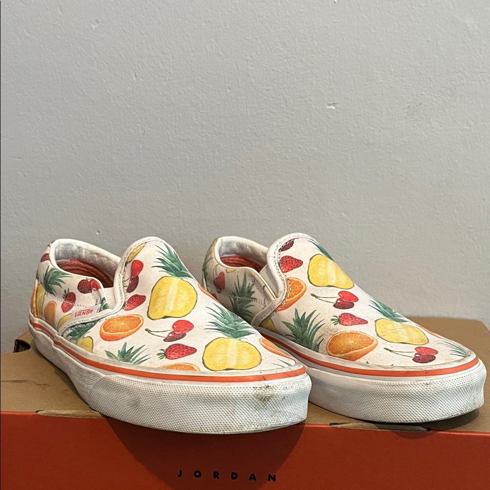 Vans Kids Fruit Print Slip-On Sneakers - White and Multicolor
